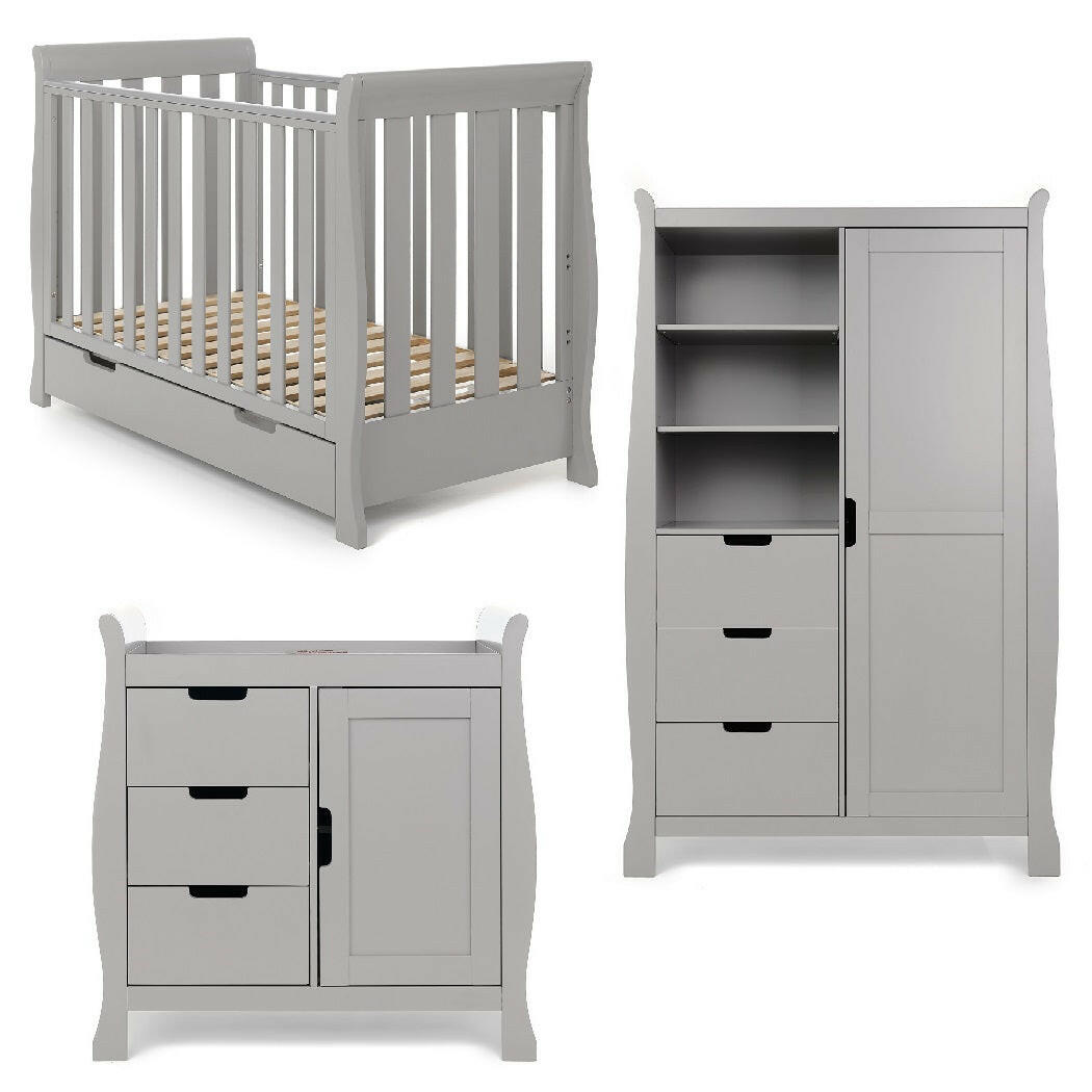 Obaby Stamford Mini Sleigh 3 Piece Room Set (Warm Grey)