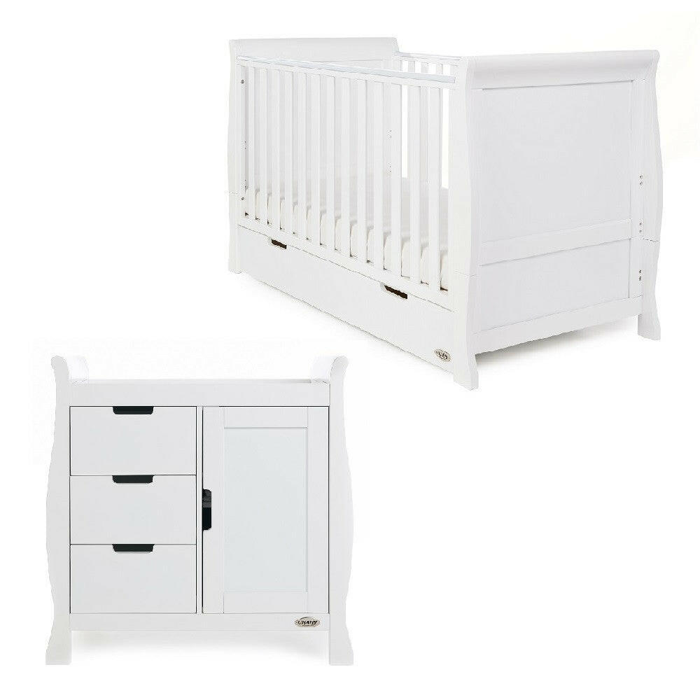 Obaby Stamford Classic Sleigh 2 Piece Room Set (White)