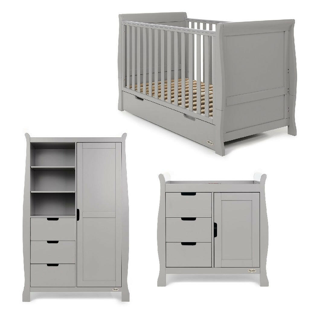 Obaby Stamford Classic Sleigh 3 Piece Room Set (Warm Grey)