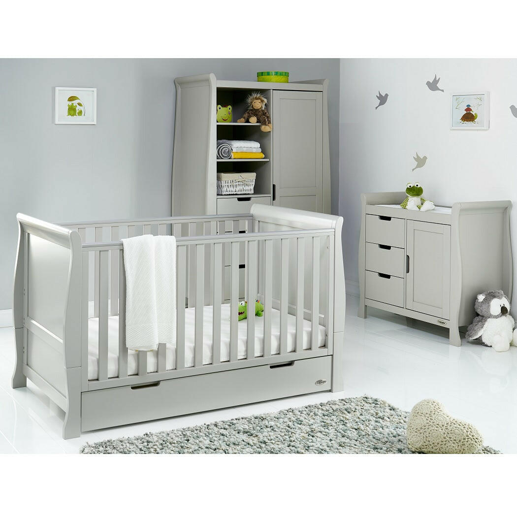 Obaby Stamford Classic Sleigh 3 Piece Room Set (Warm Grey)