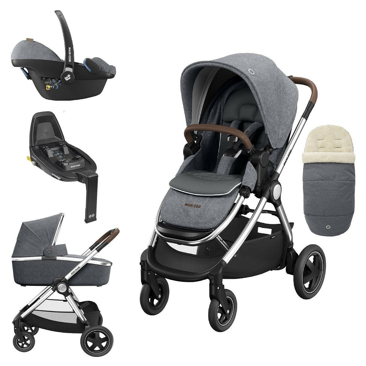 Maxi-Cosi Adorra Luxe Pebble 360 and Isofix Base Bundle - Twillic Grey