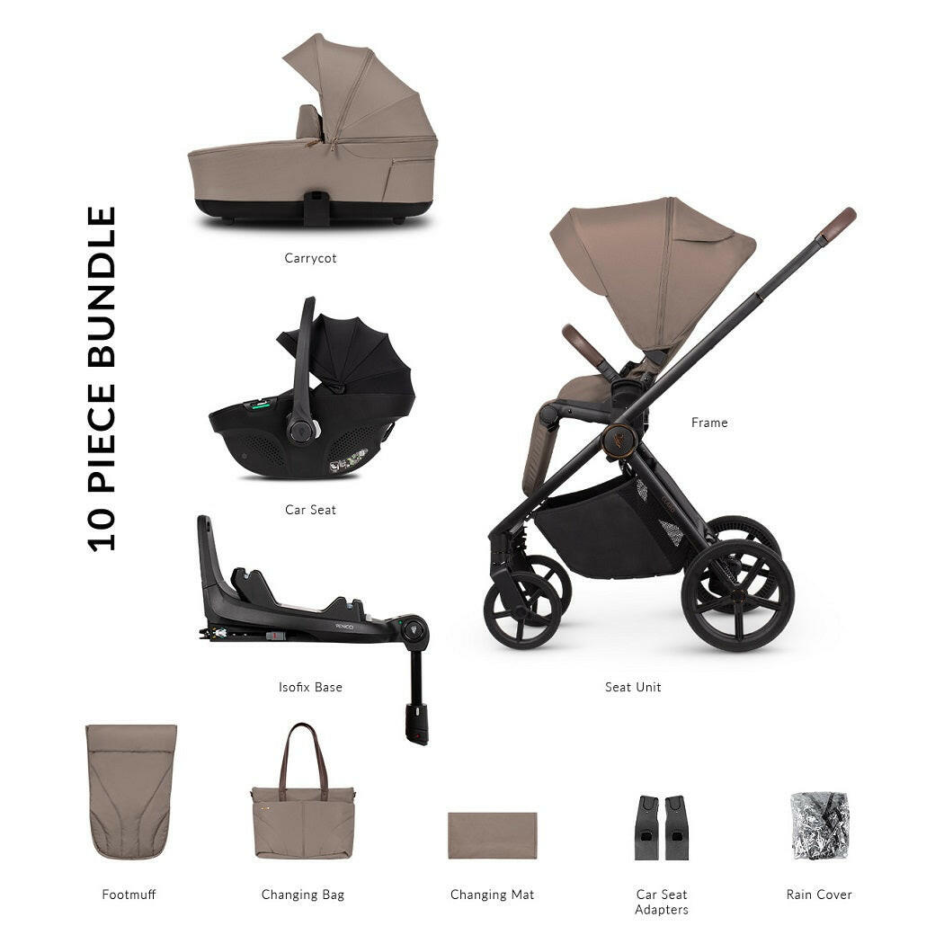 Venicci CLARO 3-in-1 Travel System with 360 ISOFIX Base - Almond