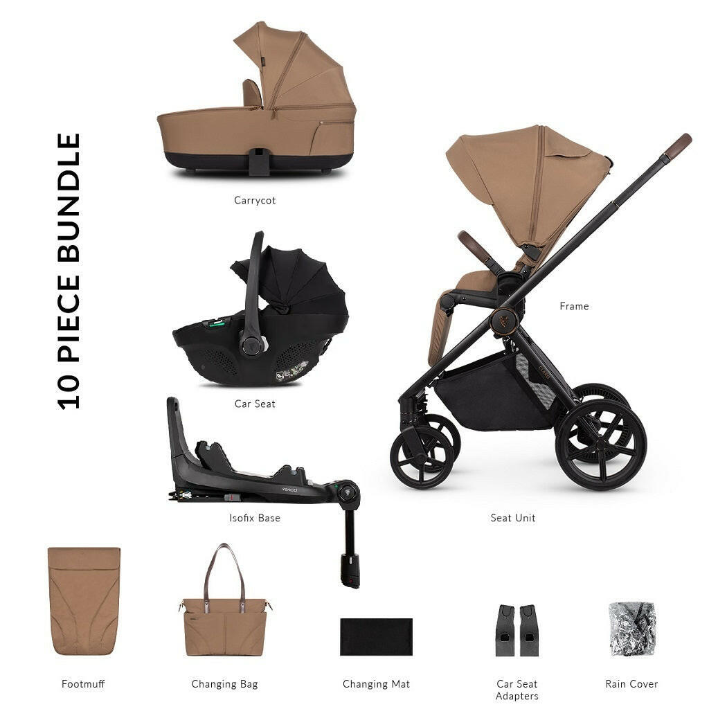 Venicci CLARO 3-in-1 Travel System with 360 ISOFIX Base - Caramel