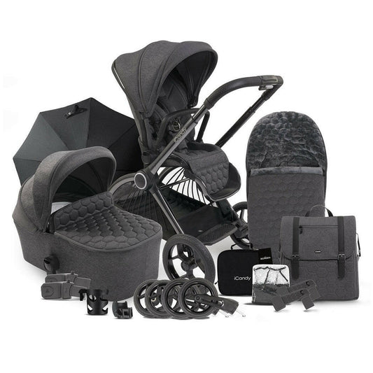 iCandy Core Pushchair and Carrycot Complete Bundle - Dark Grey
