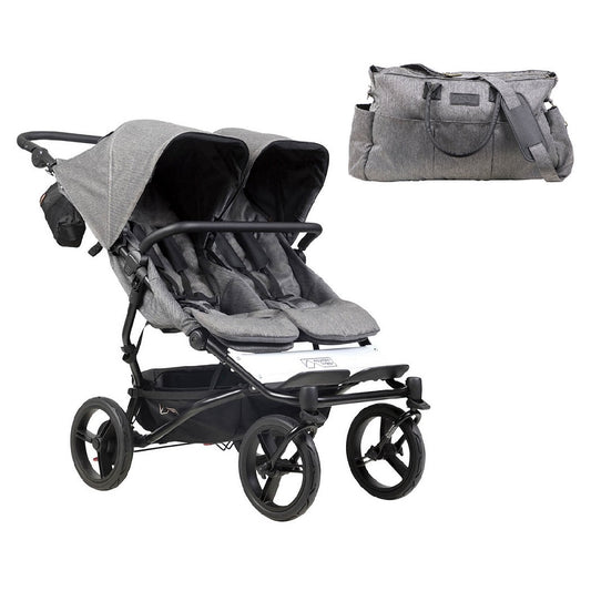 Mountain Buggy Duet V3 Double Pushchair - Herringbone Luxury Collection with Changing Bag