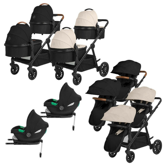 Ickle Bubba VIRGO Twin Travel System with i-Size Cirrus Car Seats & ISOFIX Bases  - 18 Piece