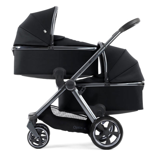 Oyster4 Twin LUXURY Bundle - Carbonite - Double Pram Pushchair Travel System
