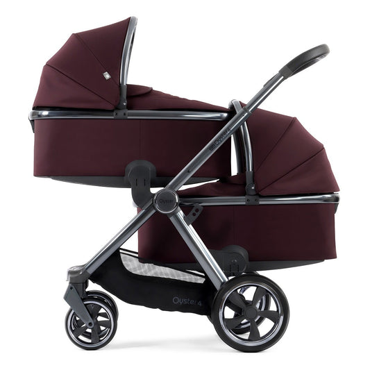 Oyster4 Twin LUXURY Bundle - Mulberry - Double Pram Pushchair Travel System
