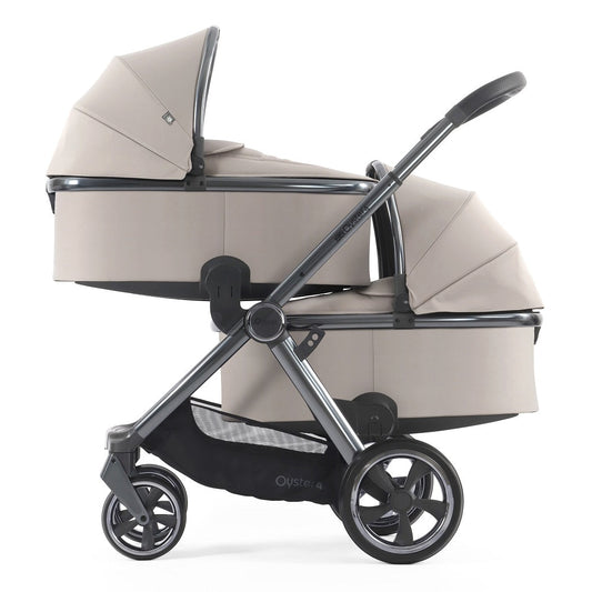 Oyster4 Twin LUXURY Bundle - Stone - Double Pram Pushchair Travel System