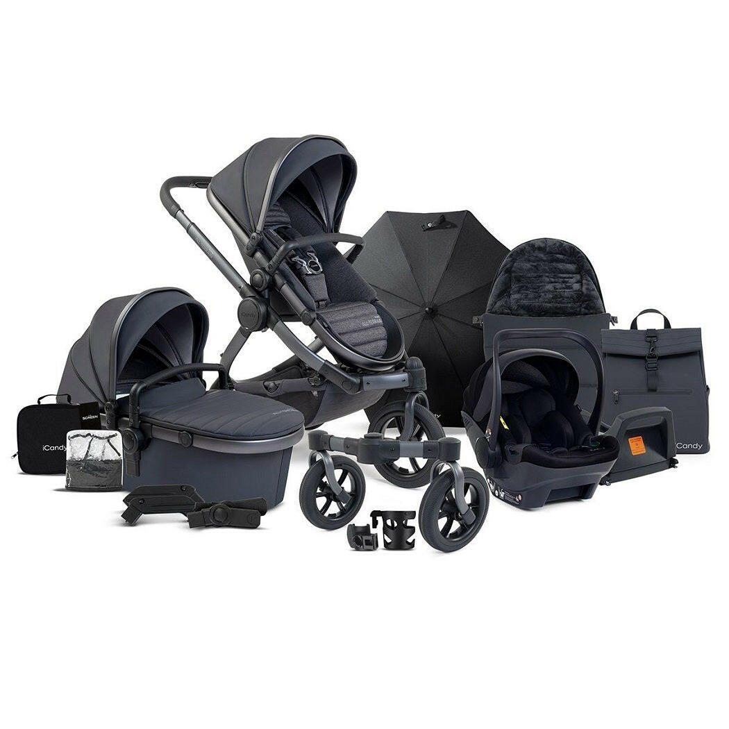 iCandy Peach 7 All-Terrain Pram Pushchair Complete Bundle (Storm)