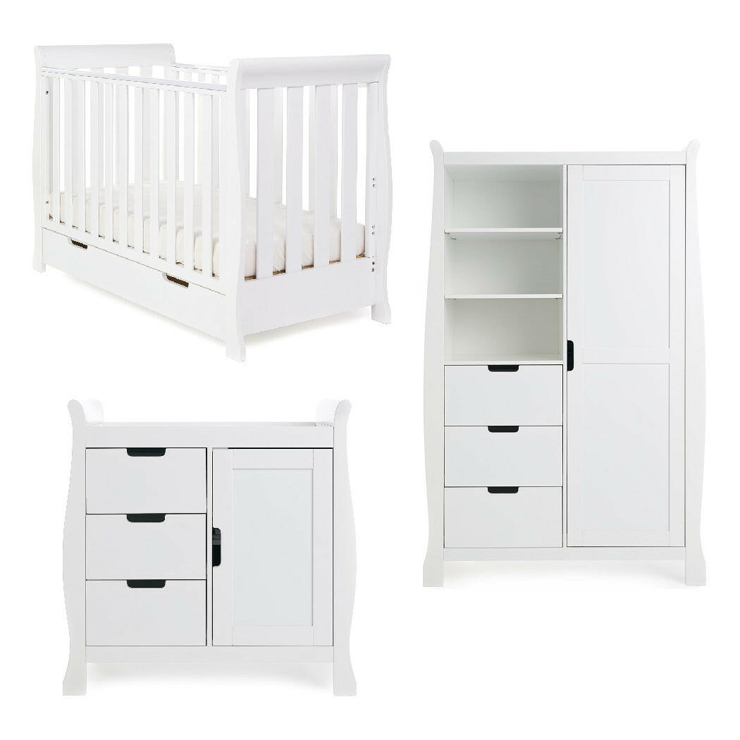 Obaby Stamford Mini Sleigh 3 Piece Room Set (White)