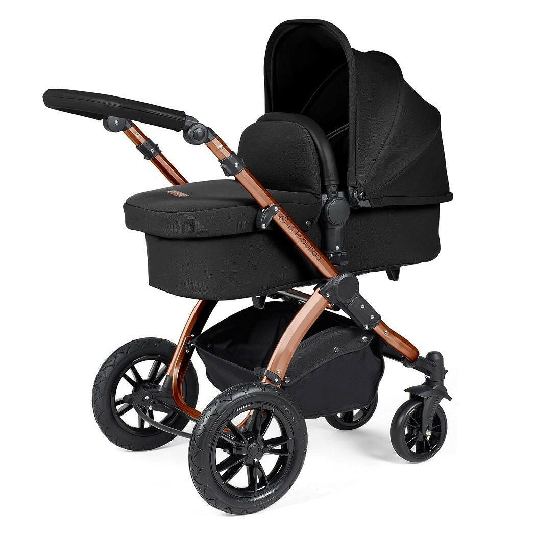 Ickle Bubba Stomp LUXE Travel System with Cirrus Car Seat & Base - Bronze/Midnight/Black - plus Bubba&Me Crib