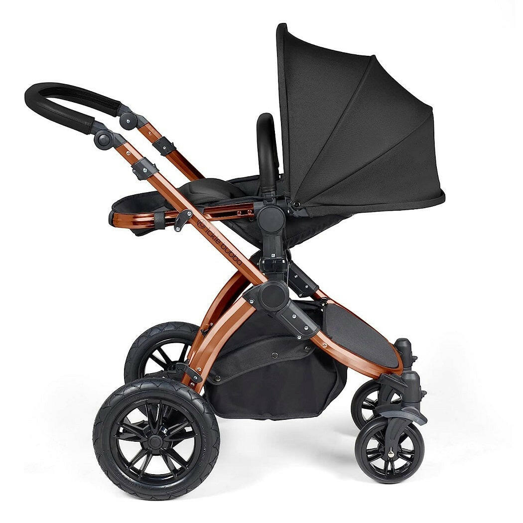 Ickle Bubba Stomp LUXE Travel System with Cirrus Car Seat & Base - Bronze/Midnight/Black - plus Bubba&Me Crib