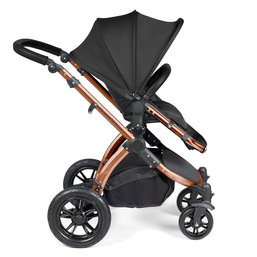 Ickle Bubba Stomp LUXE Travel System with Cirrus Car Seat & Base - Bronze/Midnight/Black - plus Bubba&Me Crib