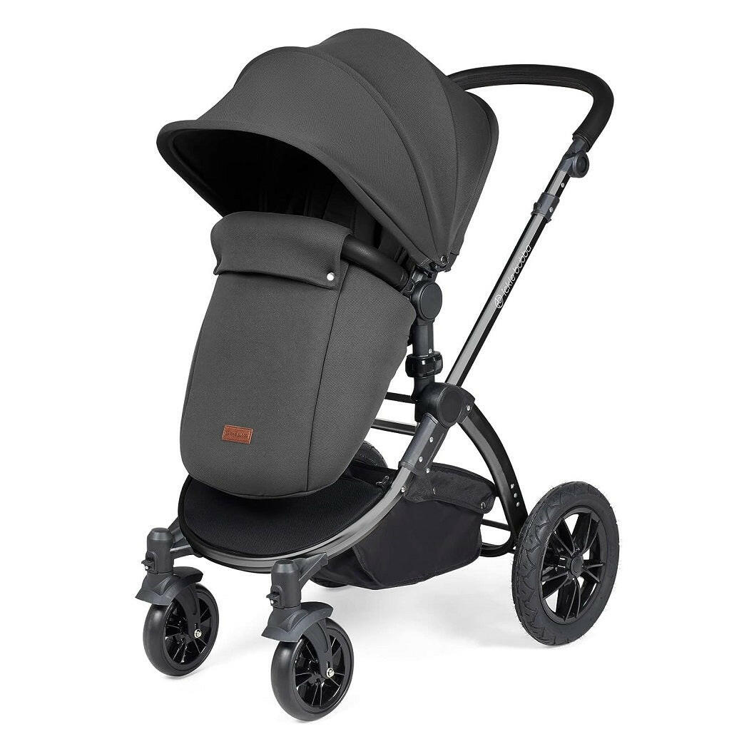 Ickle Bubba Stomp LUXE Travel System with Cirrus Car Seat & Base - Black/Charcoal/Black - plus Bubba&Me Crib