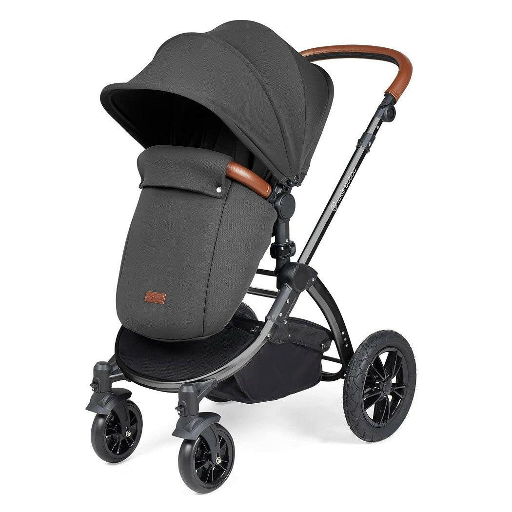 Ickle Bubba Stomp LUXE Travel System with Cirrus Car Seat & Base - Black/Charcoal/Tan - plus Bubba&Me Crib