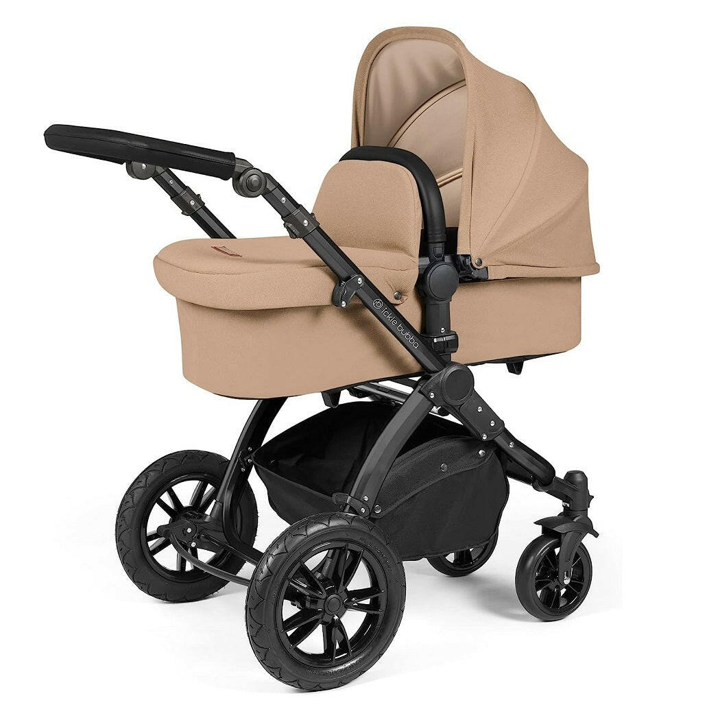 Ickle Bubba Stomp LUXE Travel System with Cirrus Car Seat & Base - Black/Desert/Black - plus Bubba&Me Crib