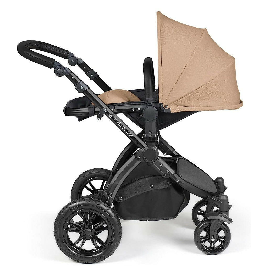 Ickle Bubba Stomp LUXE Travel System with Cirrus Car Seat & Base - Black/Desert/Black - plus Bubba&Me Crib