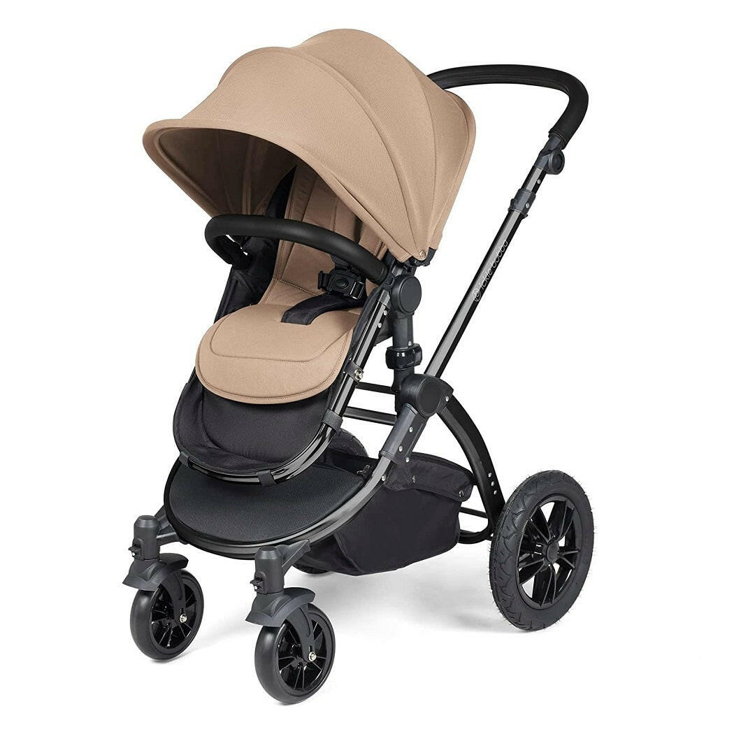 Ickle Bubba Stomp LUXE Travel System with Cirrus Car Seat & Base - Black/Desert/Black - plus Bubba&Me Crib