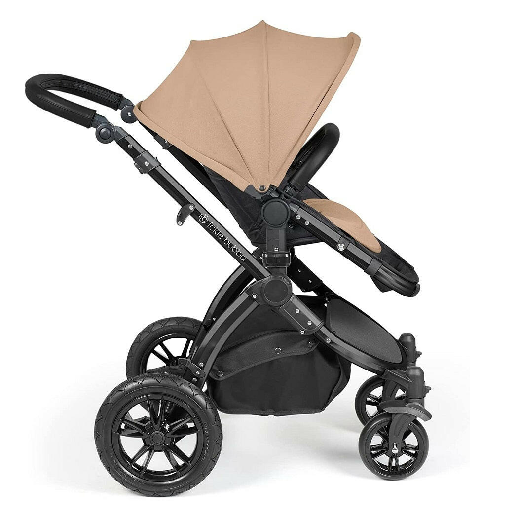 Ickle Bubba Stomp LUXE Travel System with Cirrus Car Seat & Base - Black/Desert/Black - plus Bubba&Me Crib