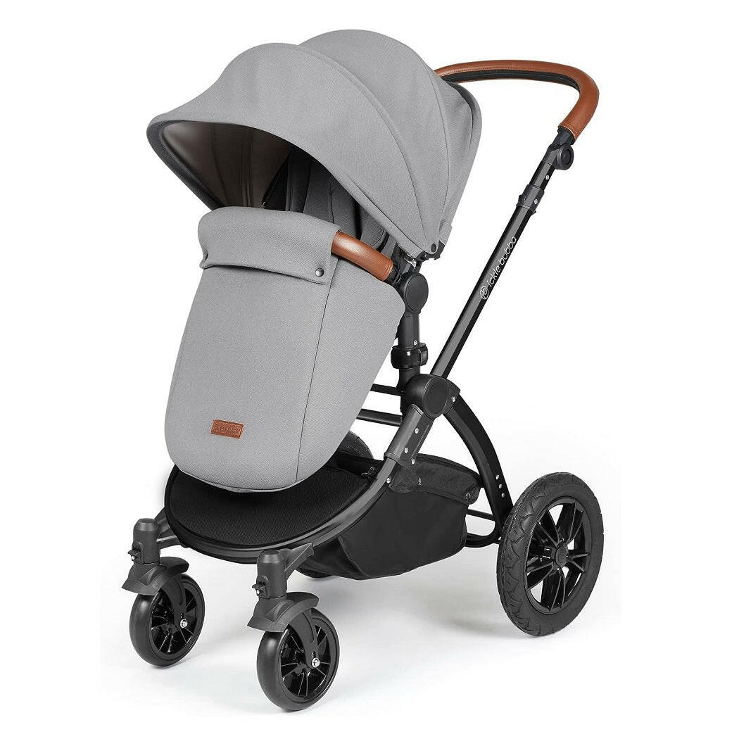 Ickle Bubba Stomp LUXE Travel System with Cirrus Car Seat & Base - Black/Pearl Grey/Tan - plus Bubba&Me Crib