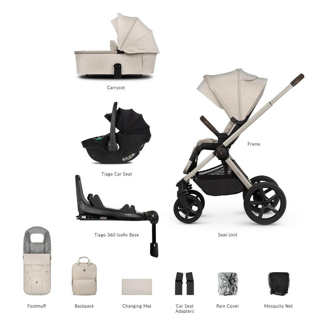 Venicci Upline 2 - Stone Beige - 3in1 Travel System with 360 ISOFIX Base