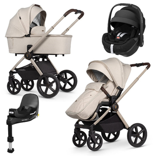 Venicci Upline 2 - Stone Beige - 3in1 Travel System with Maxi-Cosi Pebble 360 Pro²