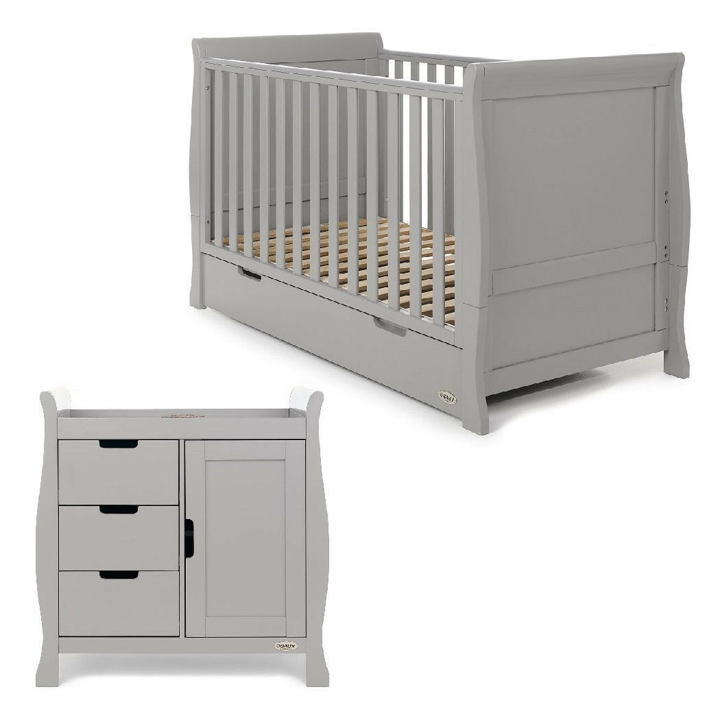 Obaby Stamford Classic Sleigh 2 Piece Room Set (Warm Grey)