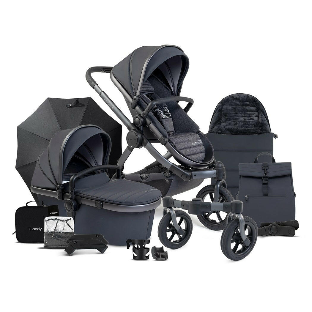 iCandy Peach 7 All-Terrain Pram Pushchair Complete Bundle (Storm)