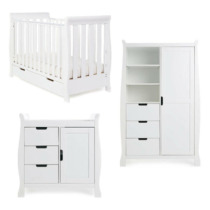 Obaby Stamford Mini Sleigh 3 Piece Room Set (White)
