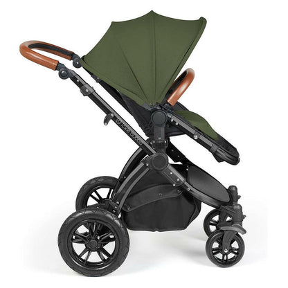 Ickle Bubba Stomp LUXE Travel System with Cirrus Car Seat & Base - Black/Woodland/Tan - plus Bubba&Me Crib