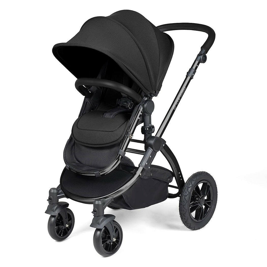 Ickle Bubba Stomp LUXE Travel System with Cirrus Car Seat & Base - Black/Midnight/Black - plus Bubba&Me Crib