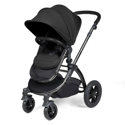 Ickle Bubba Stomp LUXE Travel System with Cirrus Car Seat & Base - Black/Midnight/Black - plus Bubba&Me Crib