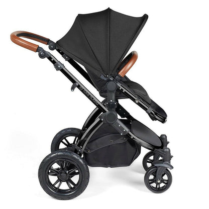 Ickle Bubba Stomp LUXE Travel System with Cirrus Car Seat & Base - Black/Midnight/Tan - plus Bubba&Me Crib