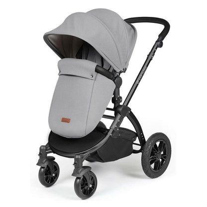 Ickle Bubba Stomp LUXE Travel System with Cirrus Car Seat & Base - Black/Pearl Grey/Black - plus Bubba&Me Crib