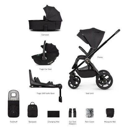 Venicci Upline 2 - All Black - 3in1 Travel System with Maxi-Cosi Pebble 360 Pro²